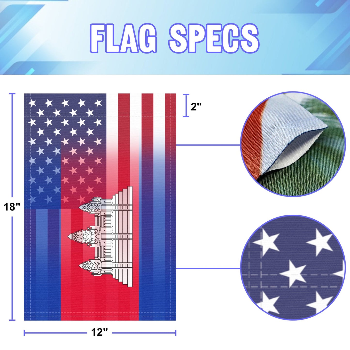 Cambodian American Garden Flag