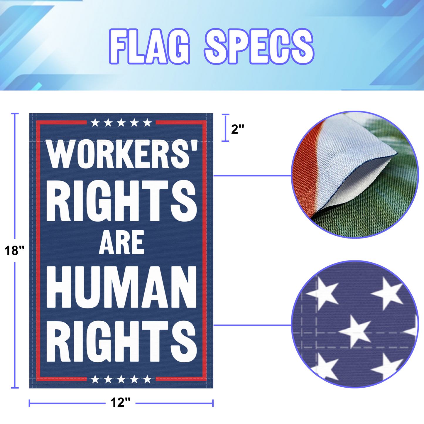 Workers Rights Are Human Rights Garden Flag