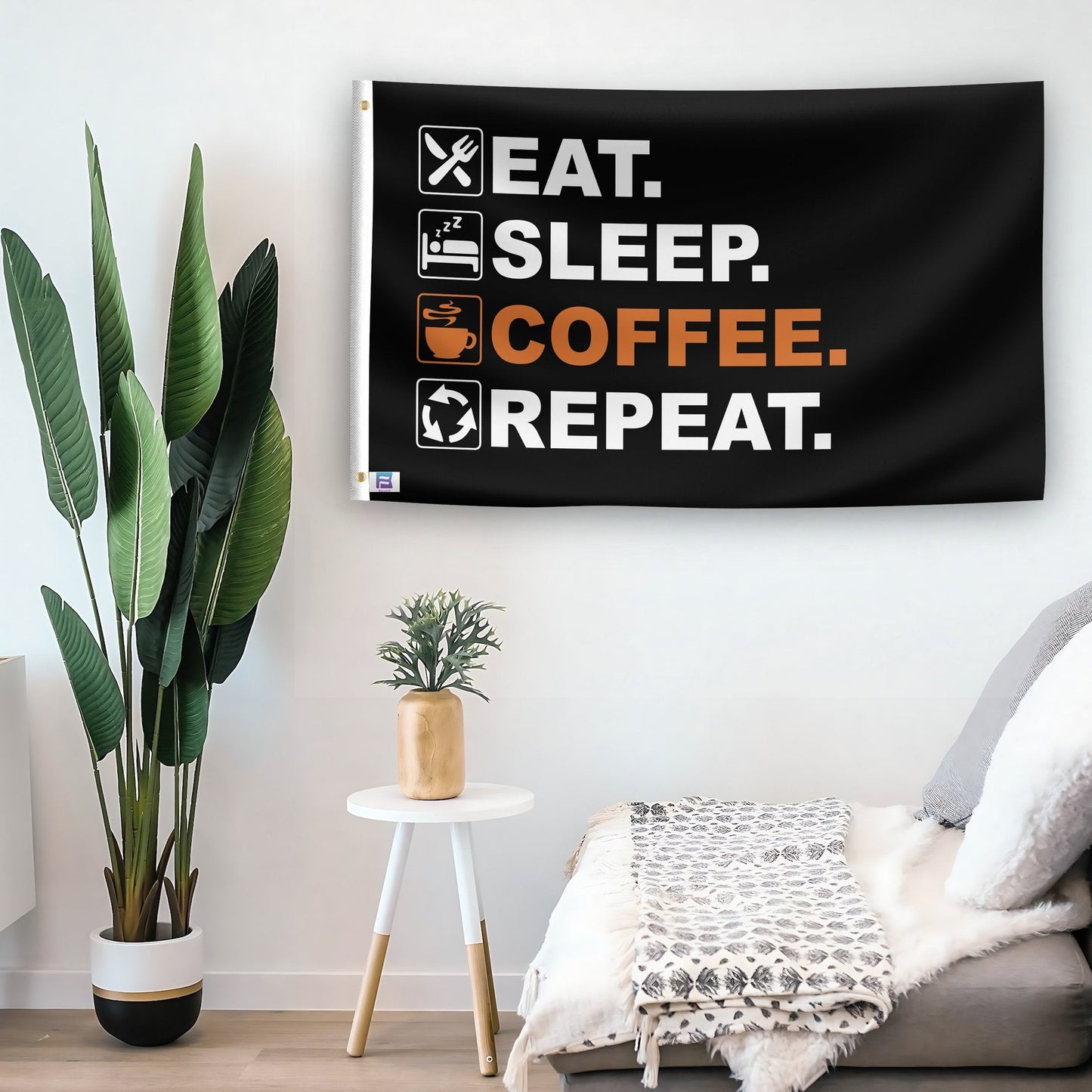 Eat Sleep Coffee Repeat Flag
