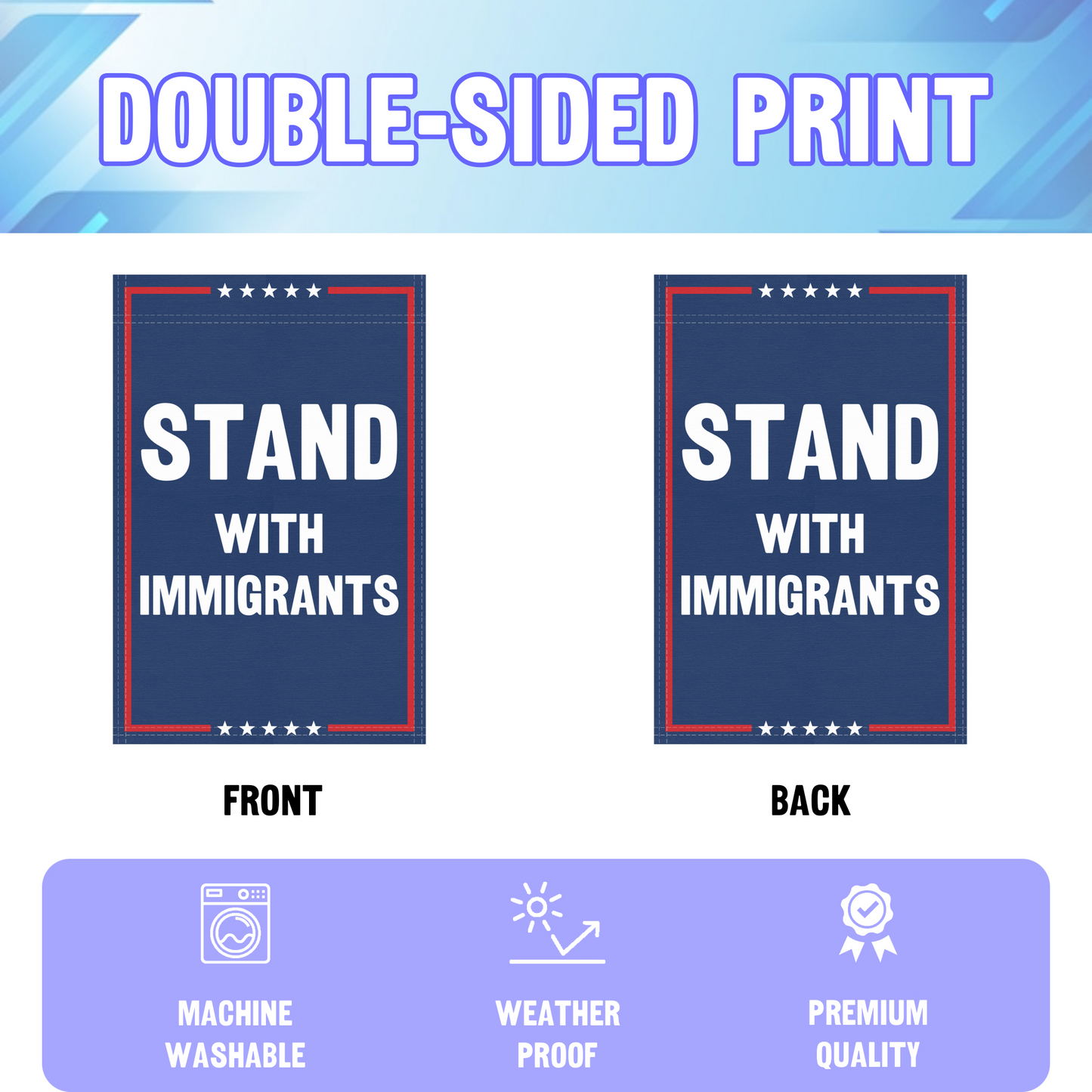 Stand With Immigrants Garden Flag