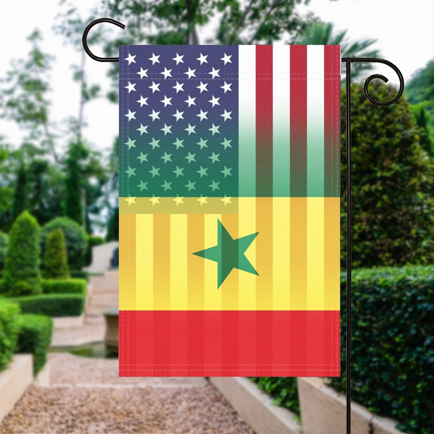 Senegalese American Garden Flag