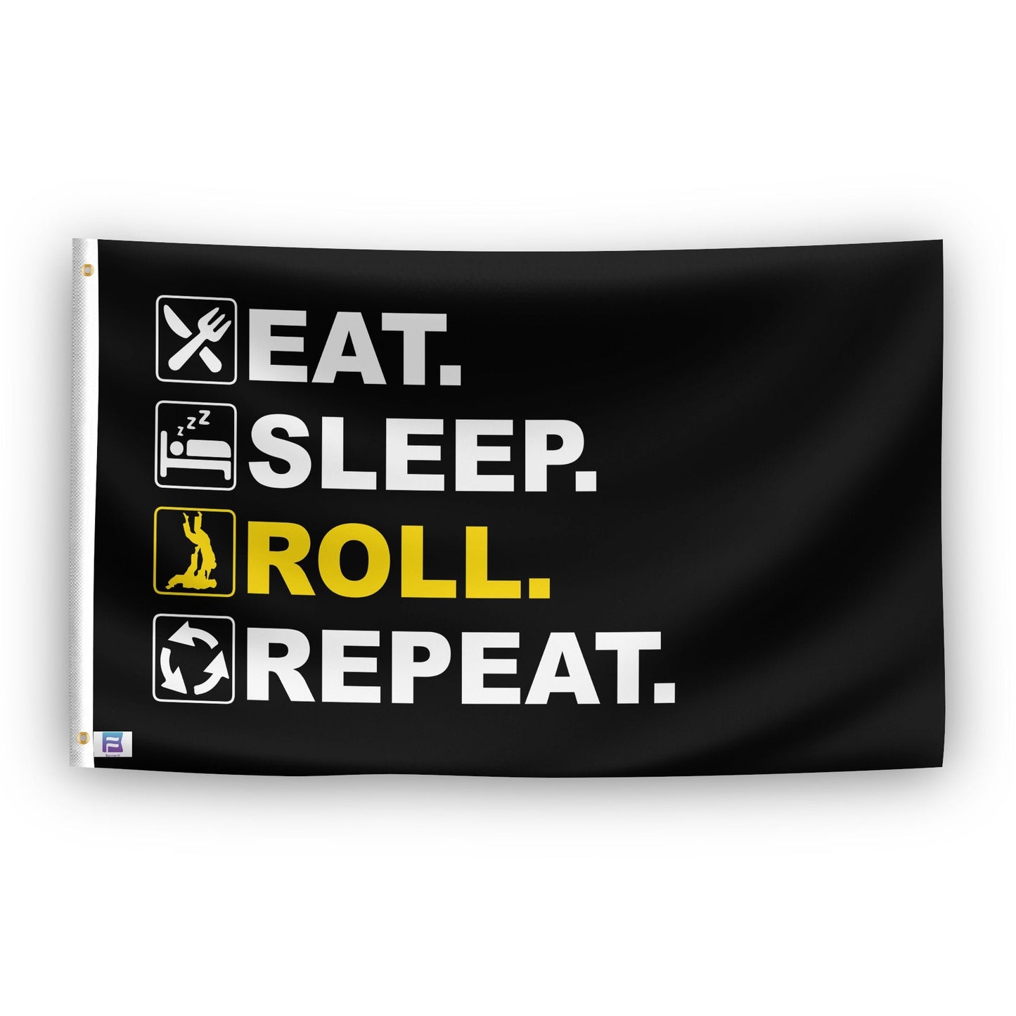 Eat Sleep Roll Repeat Jiujitsu Flag