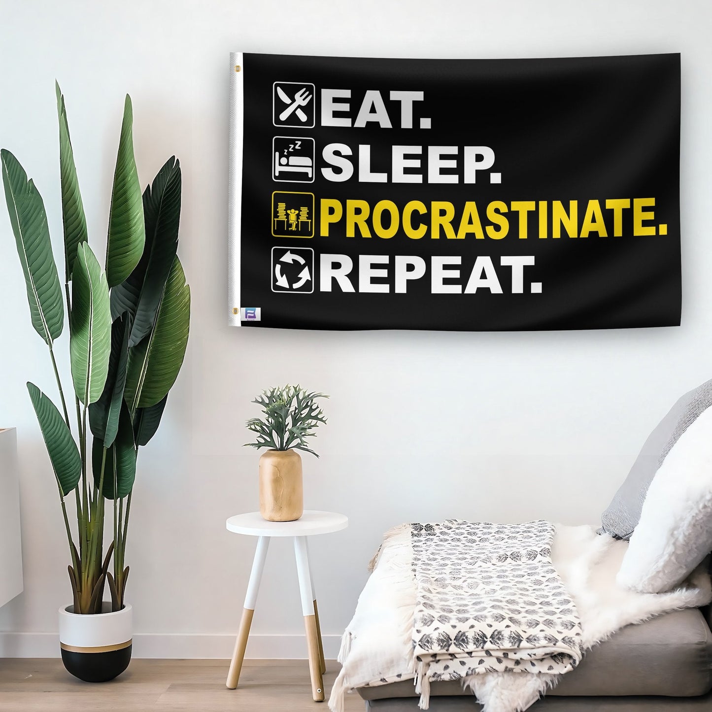 Eat Sleep Procrastinate Repeat Flag