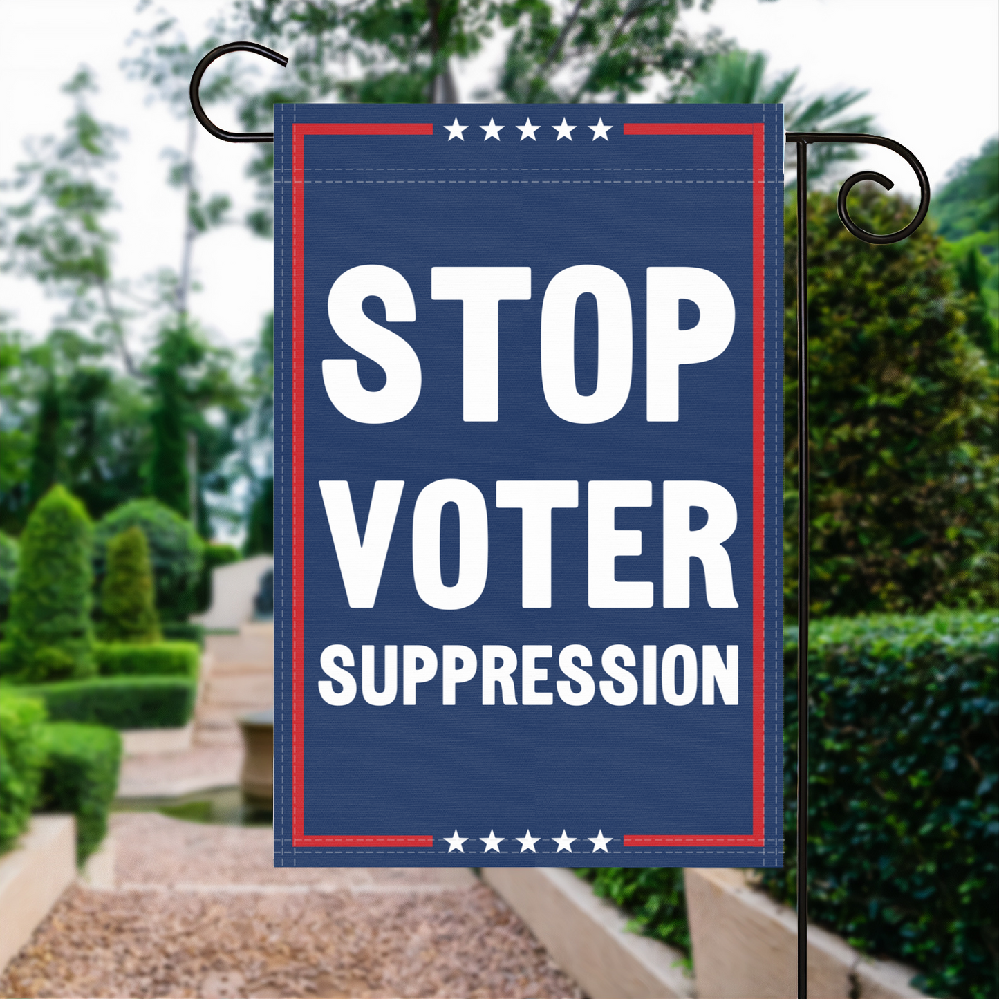 Stop Voter Suppression Garden Flag