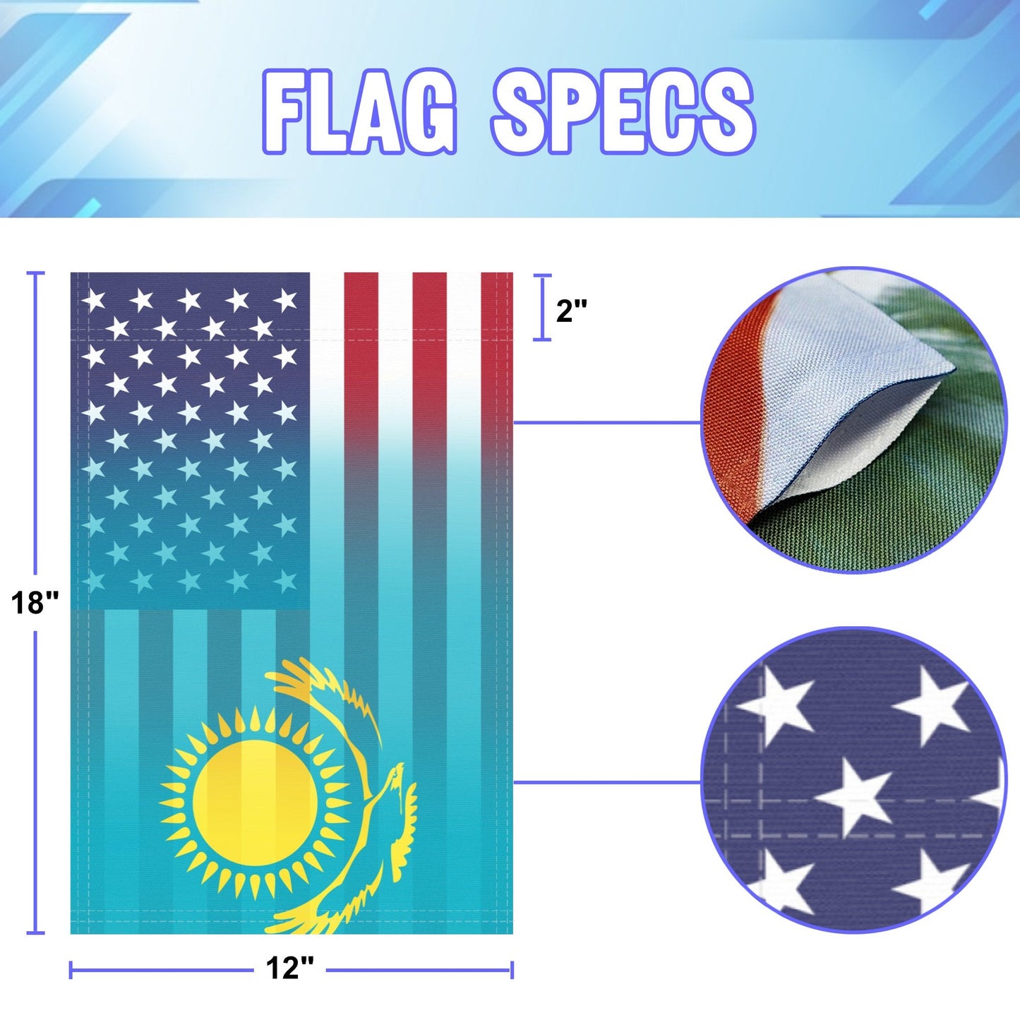 Kazakh American Garden Flag