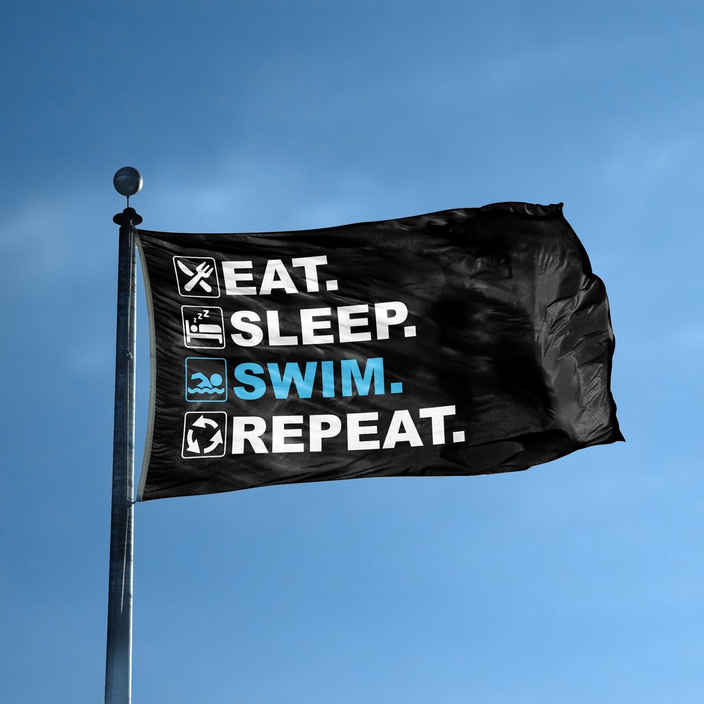 Eat Sleep Swim Repeat Flag