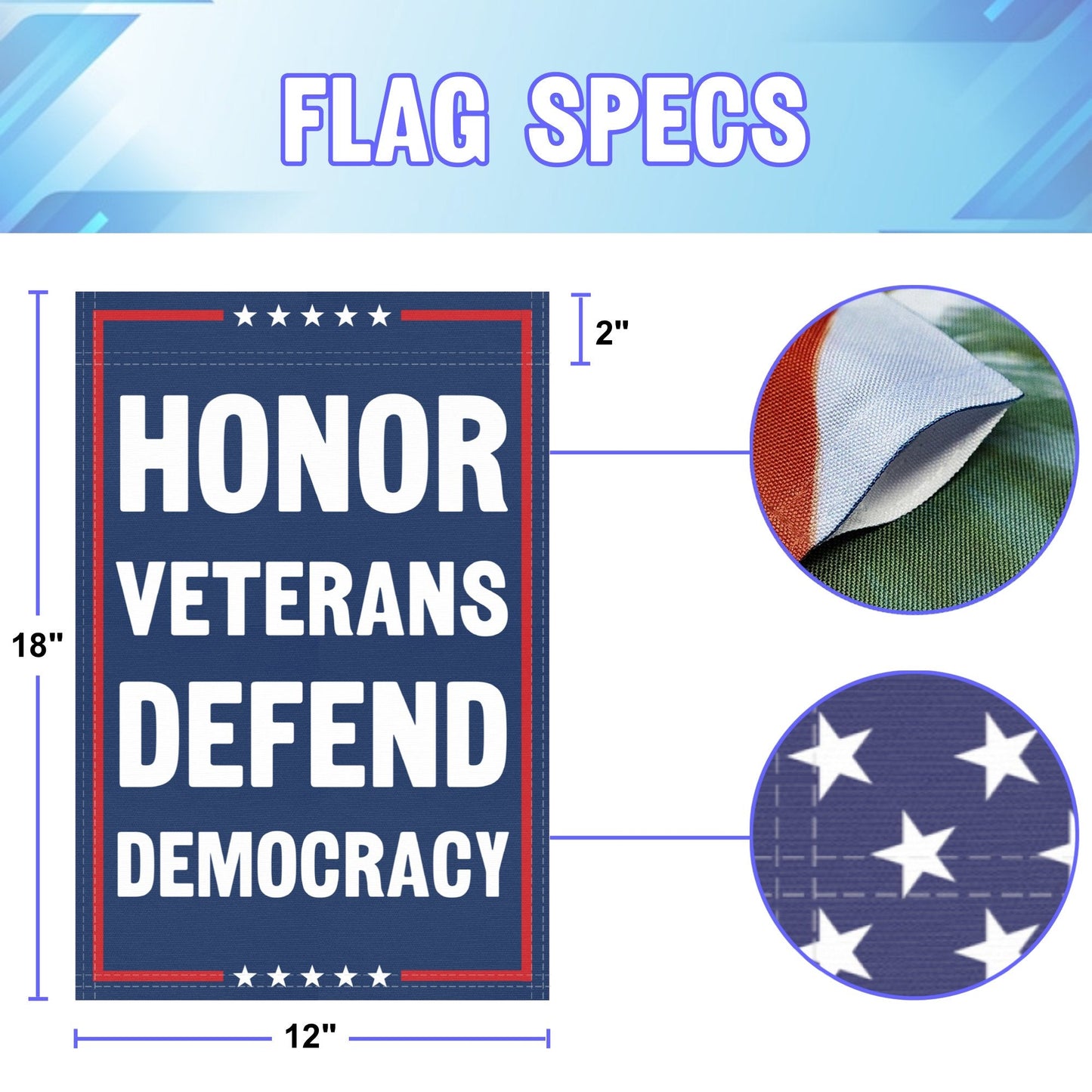 Honor Veterans Defend Democracy Garden Flag
