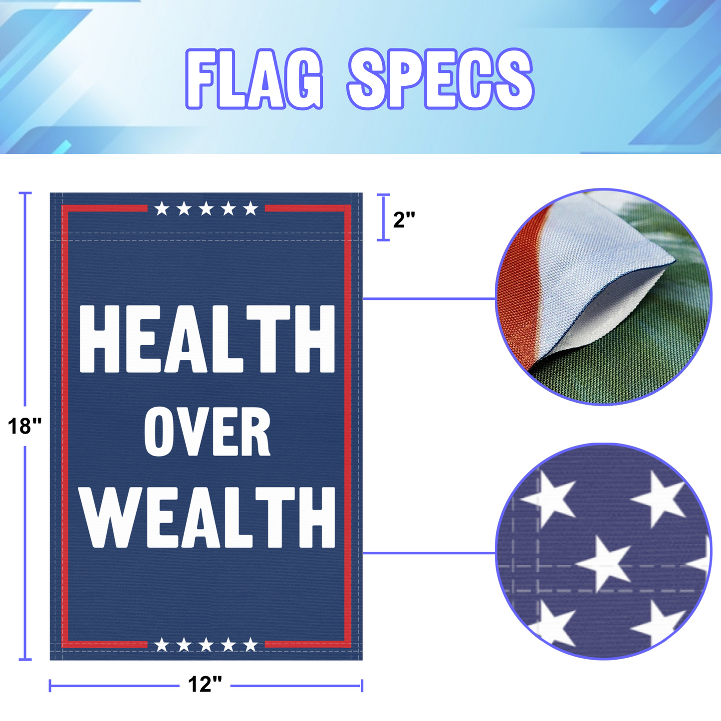Health Over Wealth Garden Flag