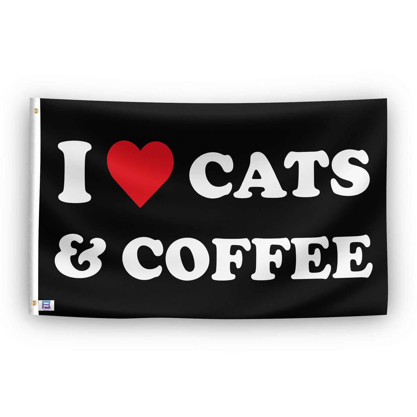 I Love Cats And Coffee Flag