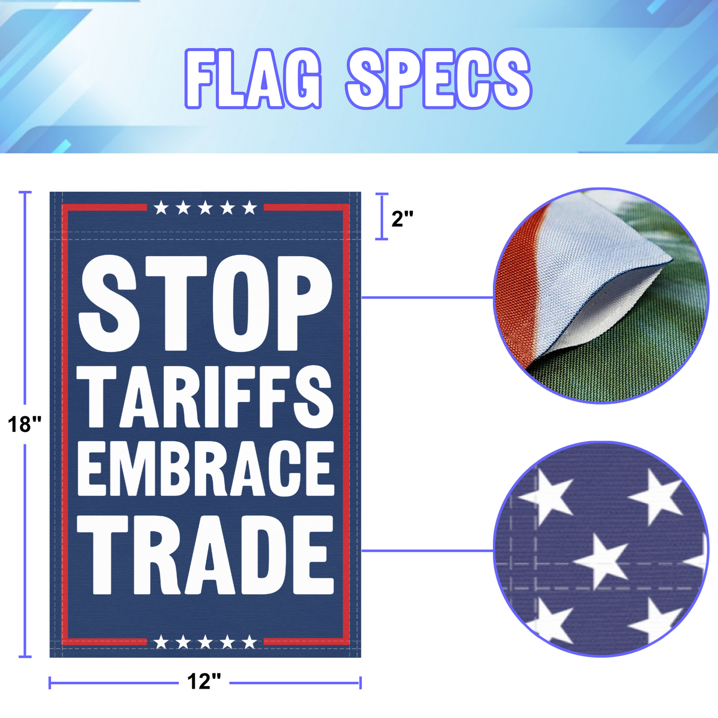 Stop Tariffs Embrace Trade Garden Flag