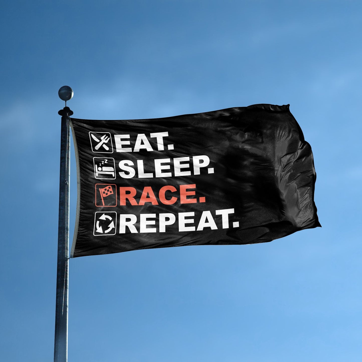 Eat Sleep Race Repeat Flag