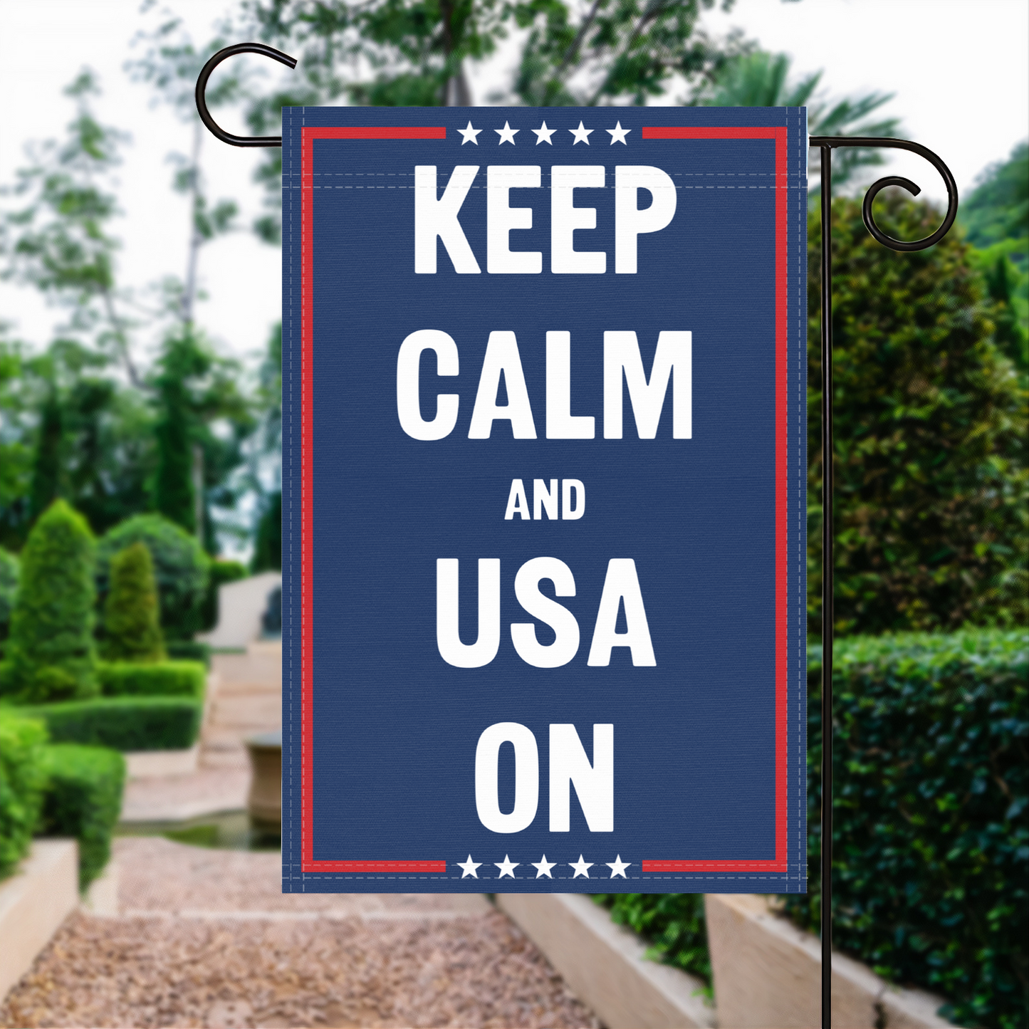 Keep Calm And Usa On Garden Flag