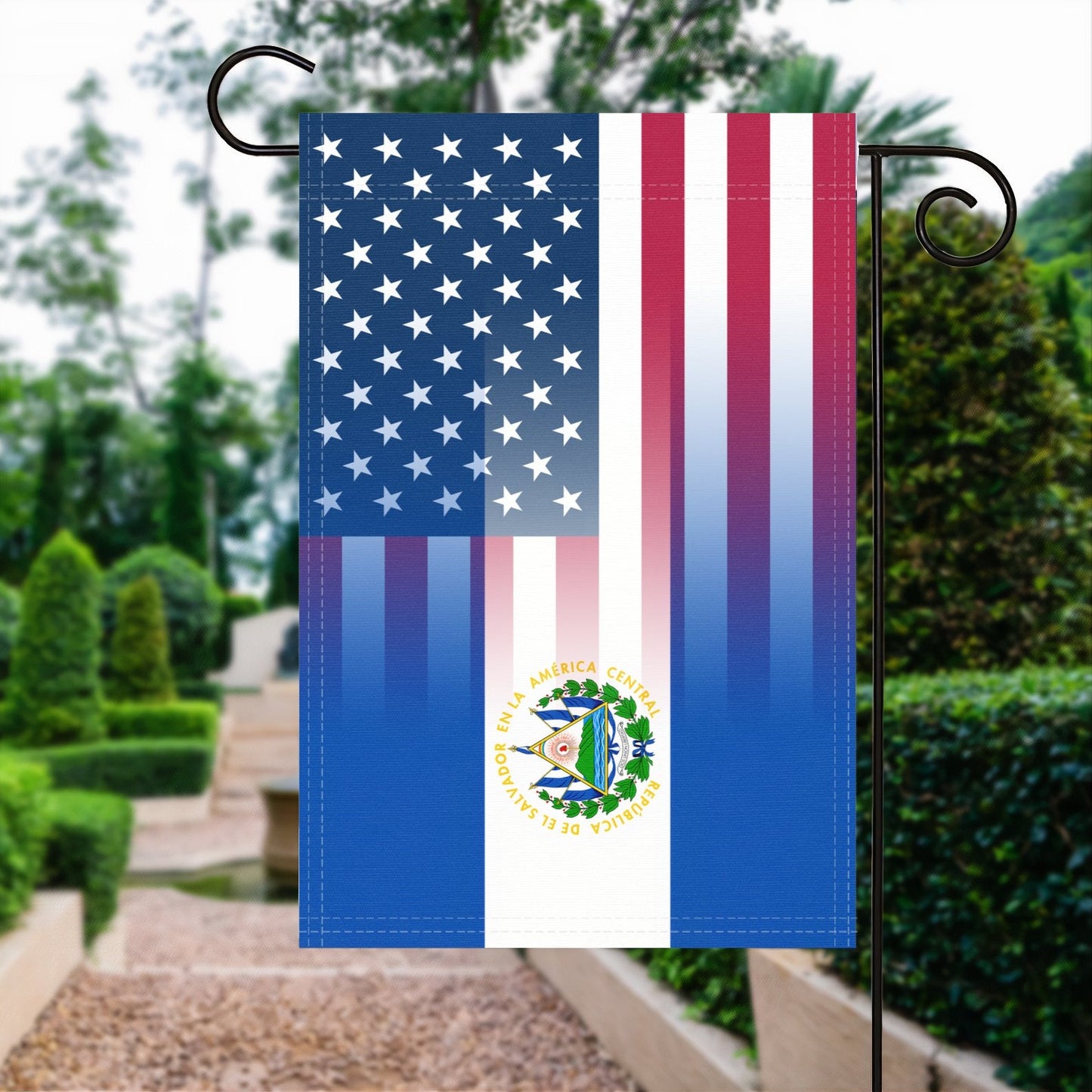Salvadoran American Garden Flag