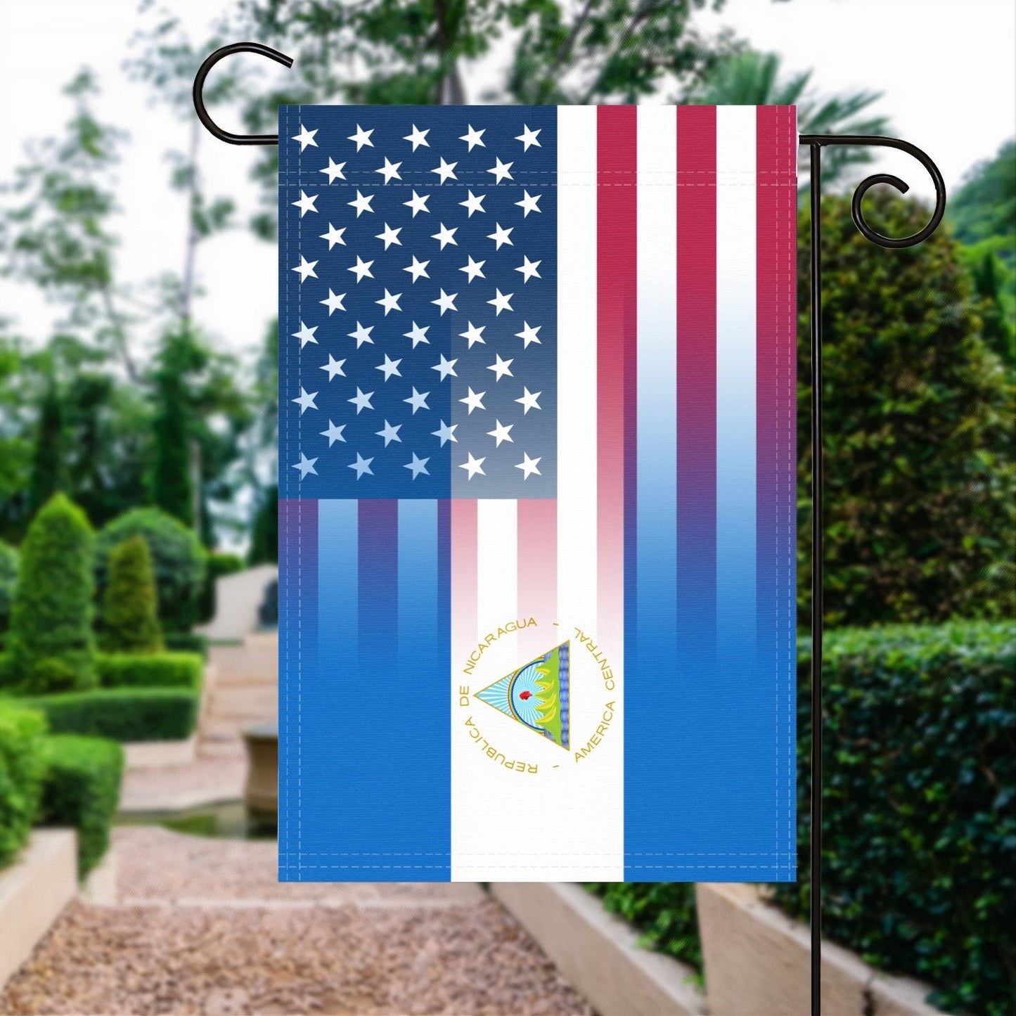Nicaraguan American Garden Flag