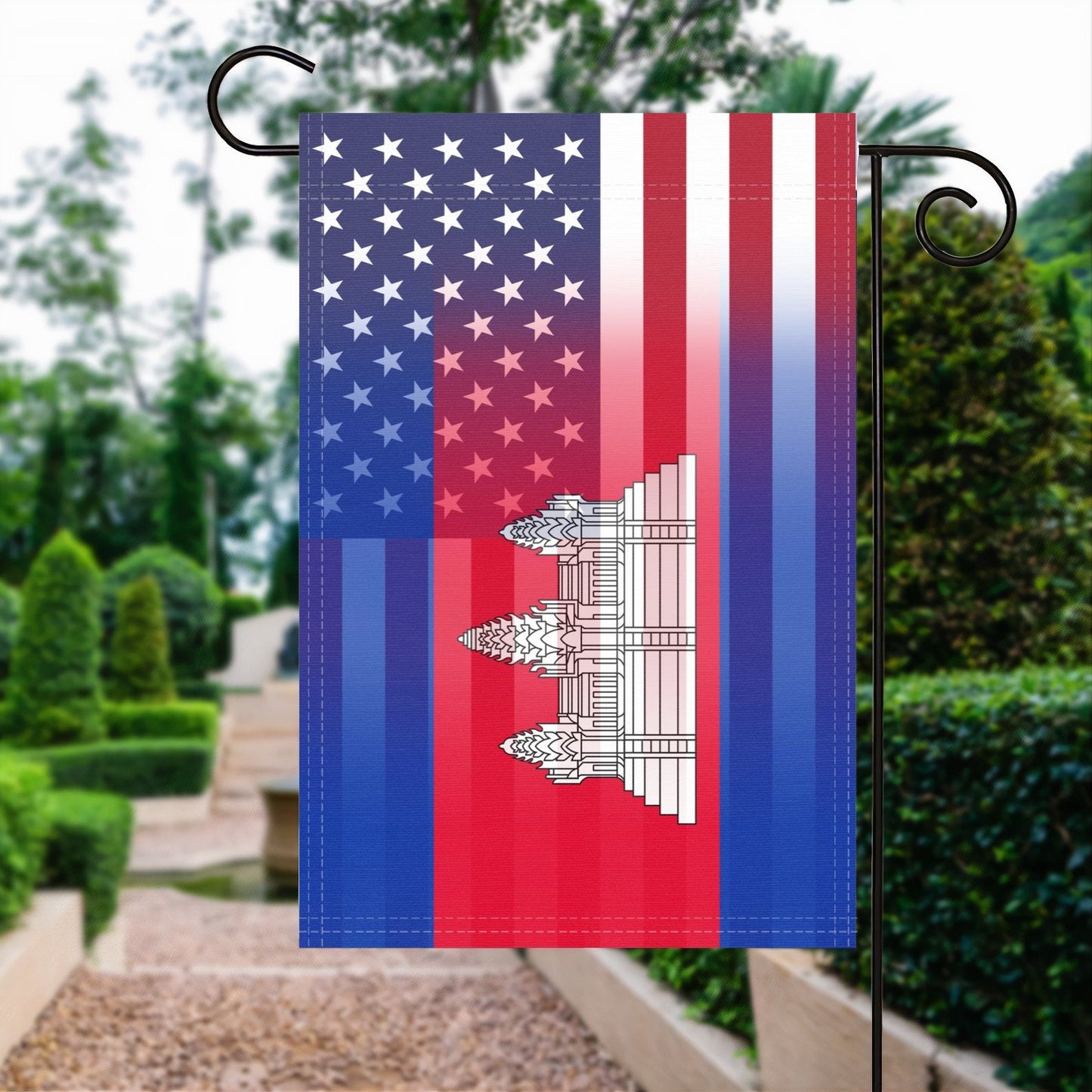 Cambodian American Garden Flag
