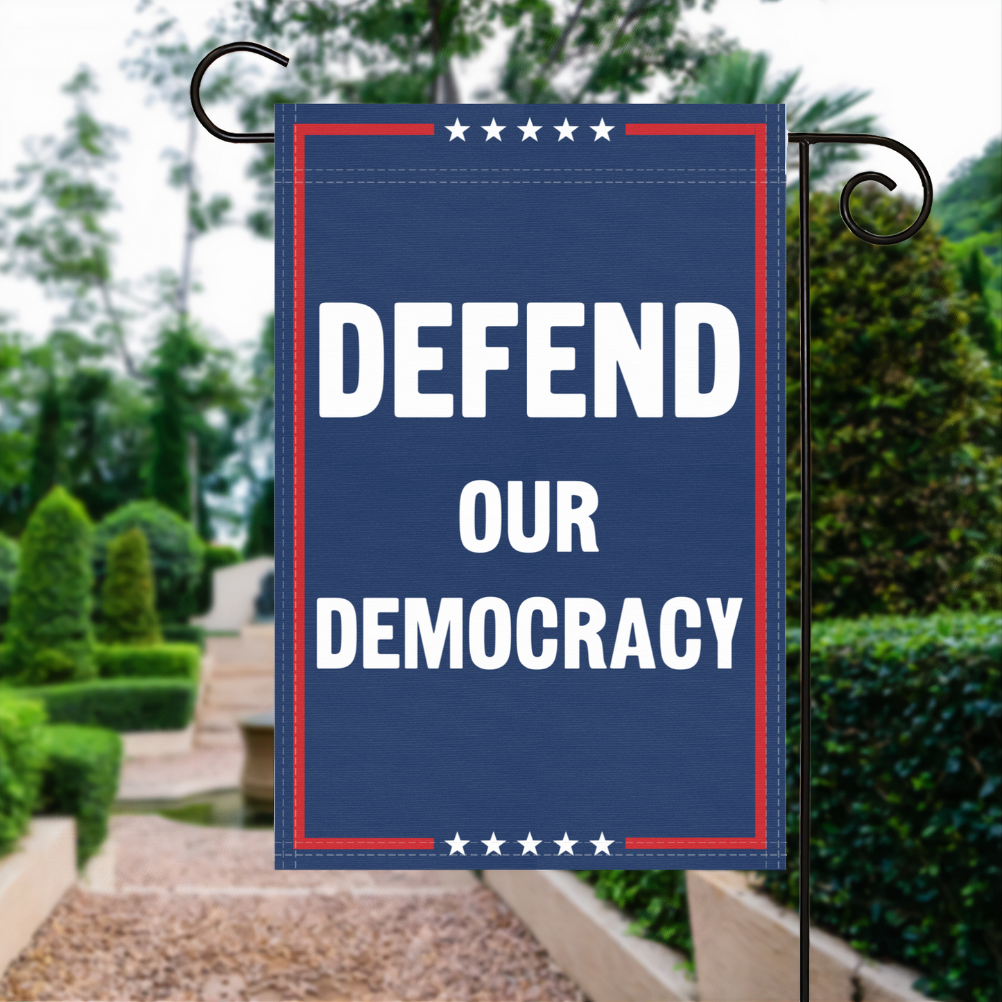 Defend Our Democracy Garden Flag
