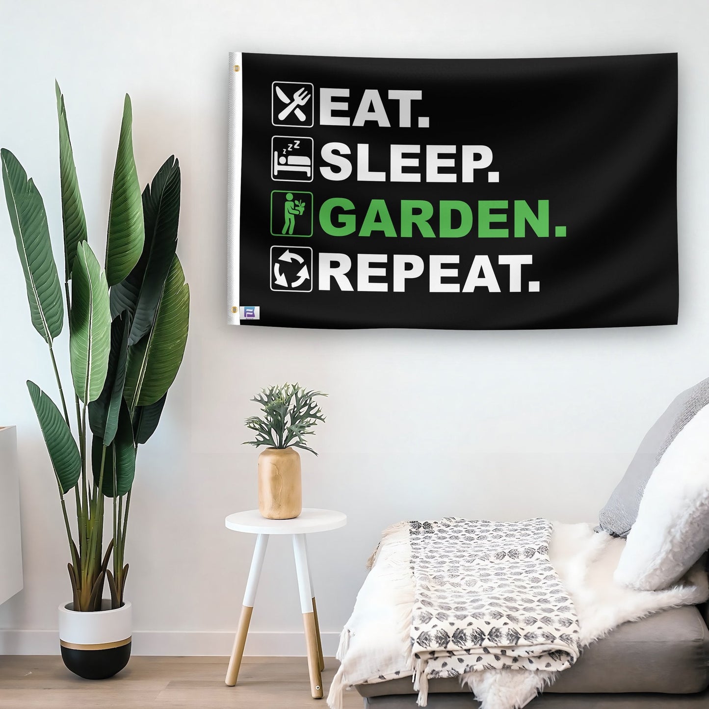 Eat Sleep Garden Repeat Flag