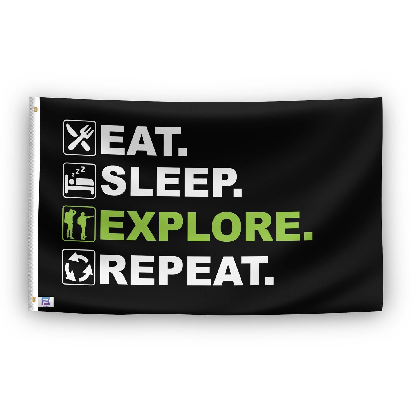 Eat Sleep Explore Repeat Flag