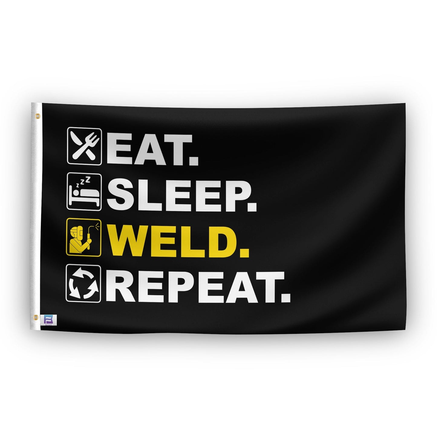 Eat Sleep Weld Repeat Flag