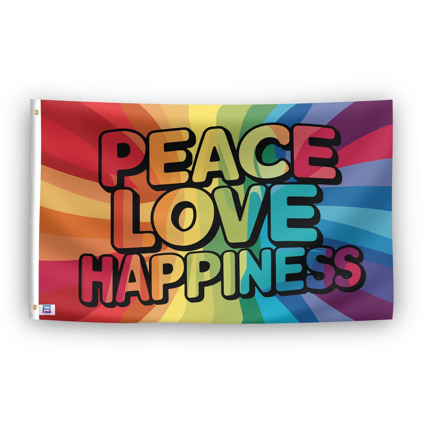Peace Love Happiness Rainbow Flag