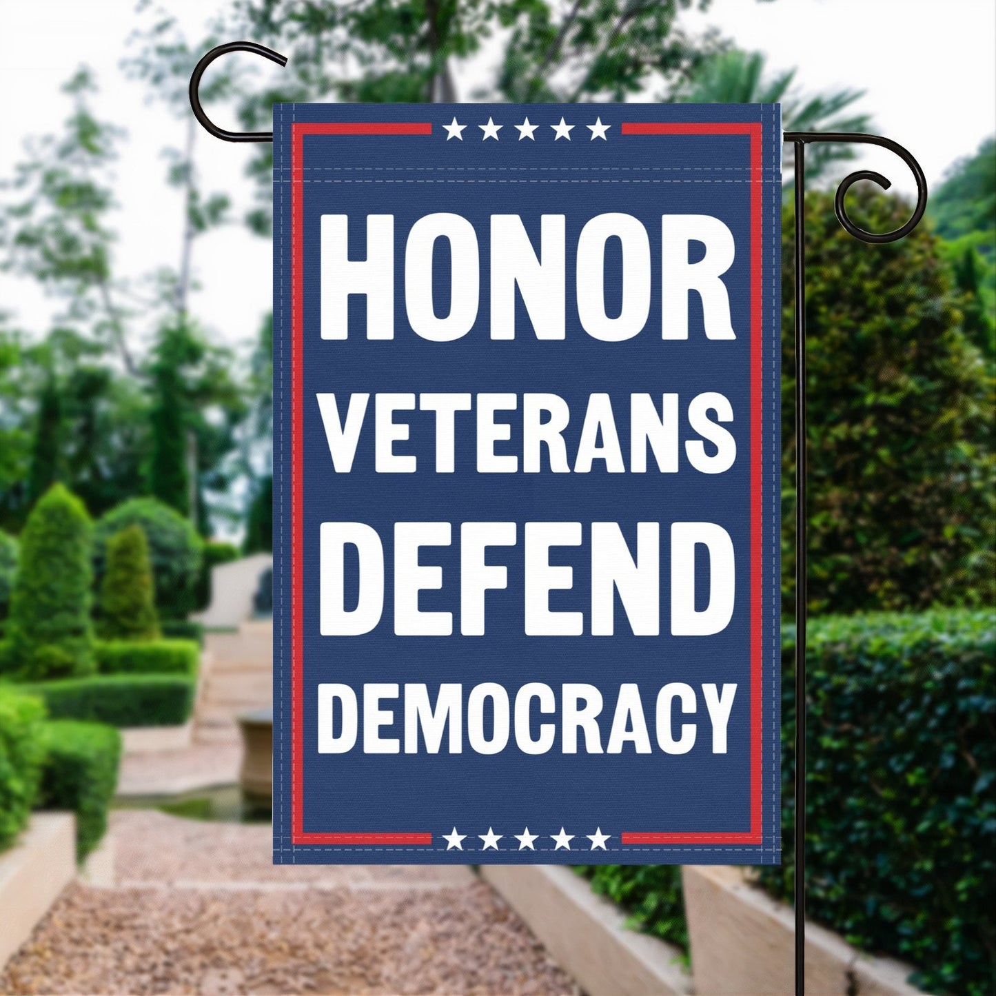 Honor Veterans Defend Democracy Garden Flag