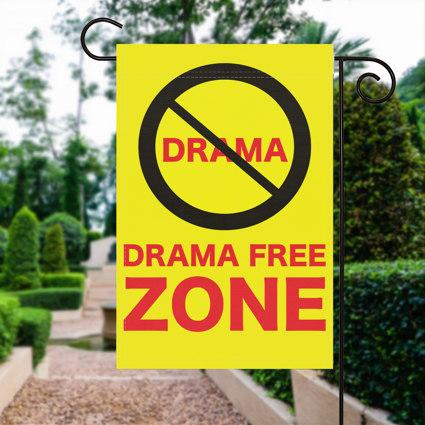 Drama Free Zone (Yellow) Garden Flag