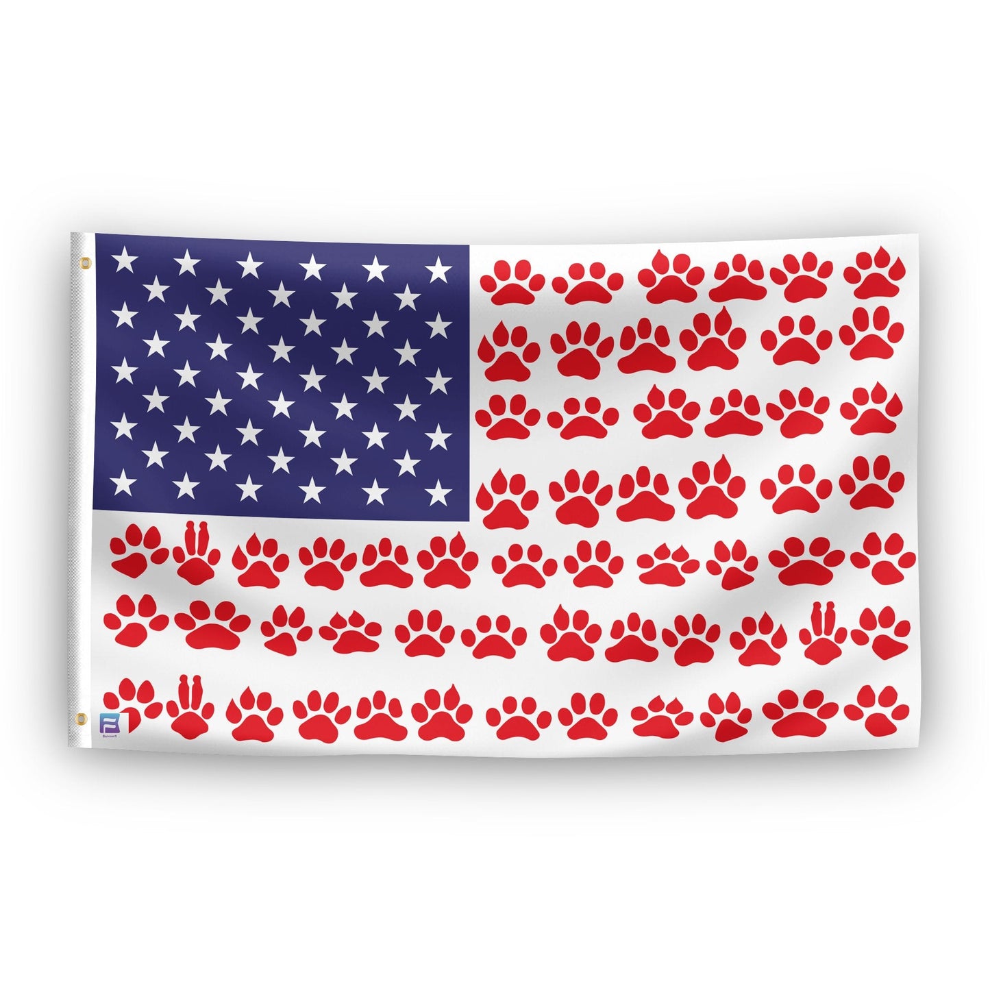 Paw Prints Stripes American Flag