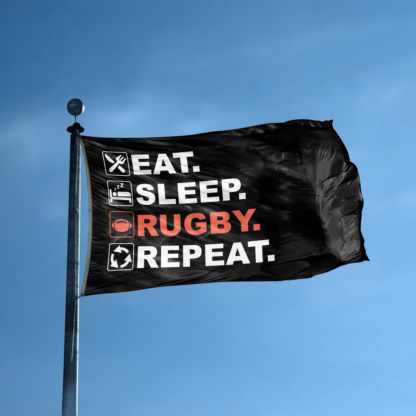 Eat Sleep Rugby Repeat Flag