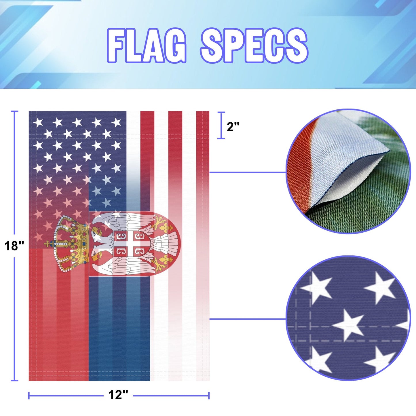 Serbian American Garden Flag