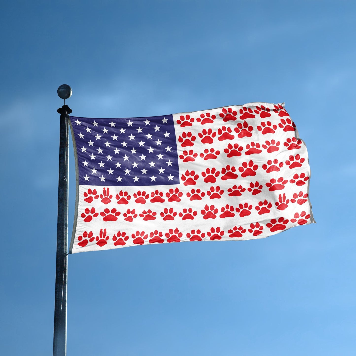 Paw Prints Stripes American Flag