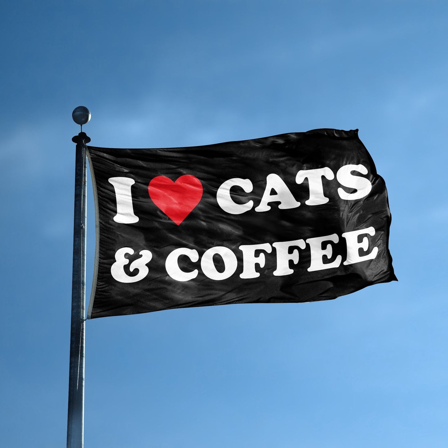 I Love Cats And Coffee Flag