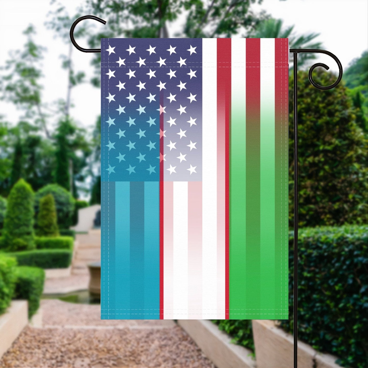 Uzbek American Garden Flag