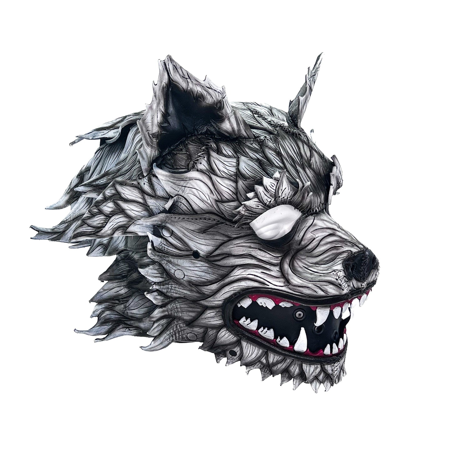 The Grey Lycan - Handmade Genuine Leather Helmet Mask