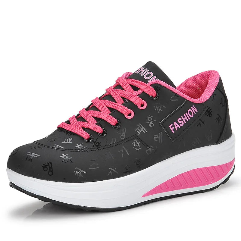 Lace Up Rocker Sole Sneakers