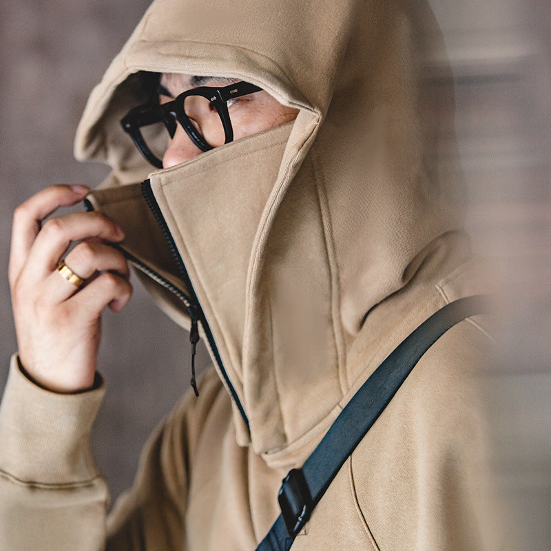 Maden Workwear American Heavyweight Balaclava Hoodie with Zipper High Street Tactical Men's Autumn Coat
