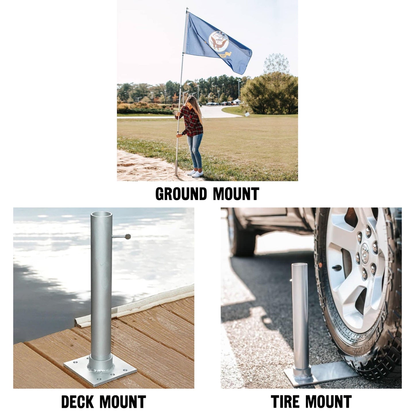 Telescoping Flagpole Kit with Multiple Mounting Options