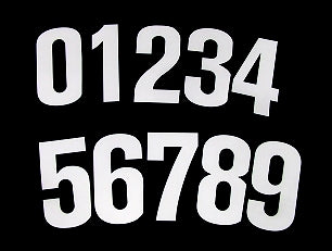 White Number Set Featuring 10 Each of Digits 0-9 for Clear Kart Visibility