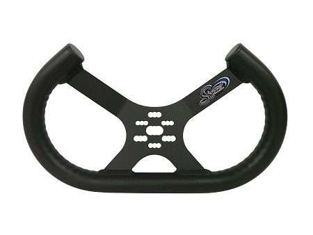 Azusa ACW13LPB Low-Profile Open-Top Tilted Steering Wheel - Black Aluminum - Sprint Kart
