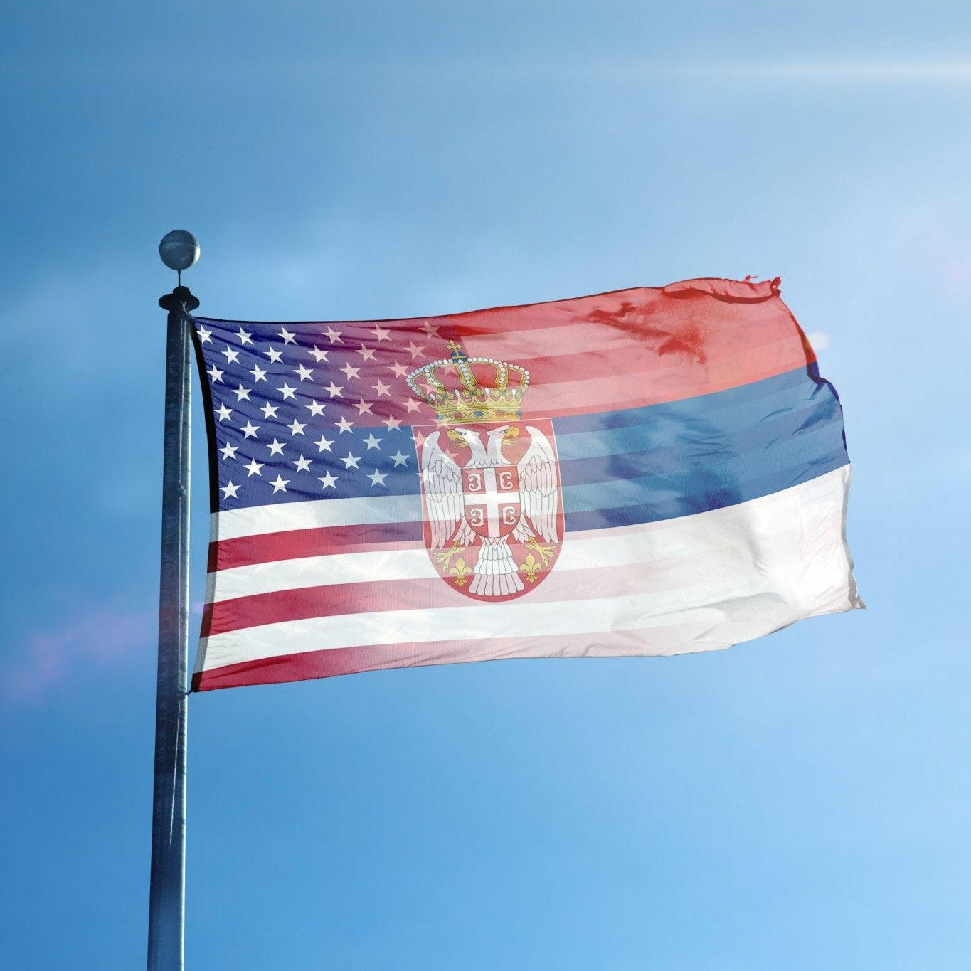 Serbian American Hybrid Flag