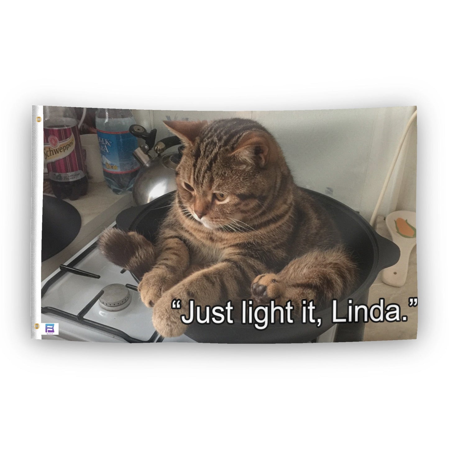 Stove Top Kitty Just Light It Linda Meme Flag