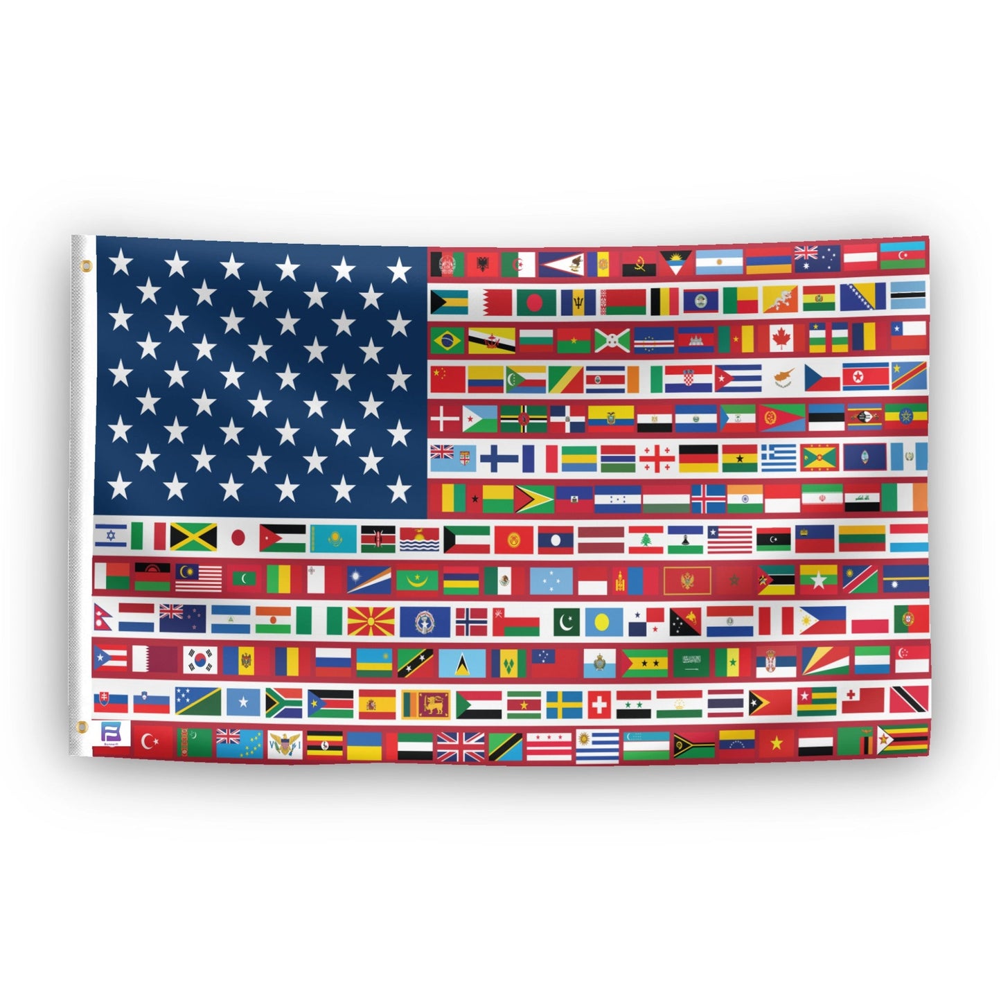 American Flag with World Nations Stripes